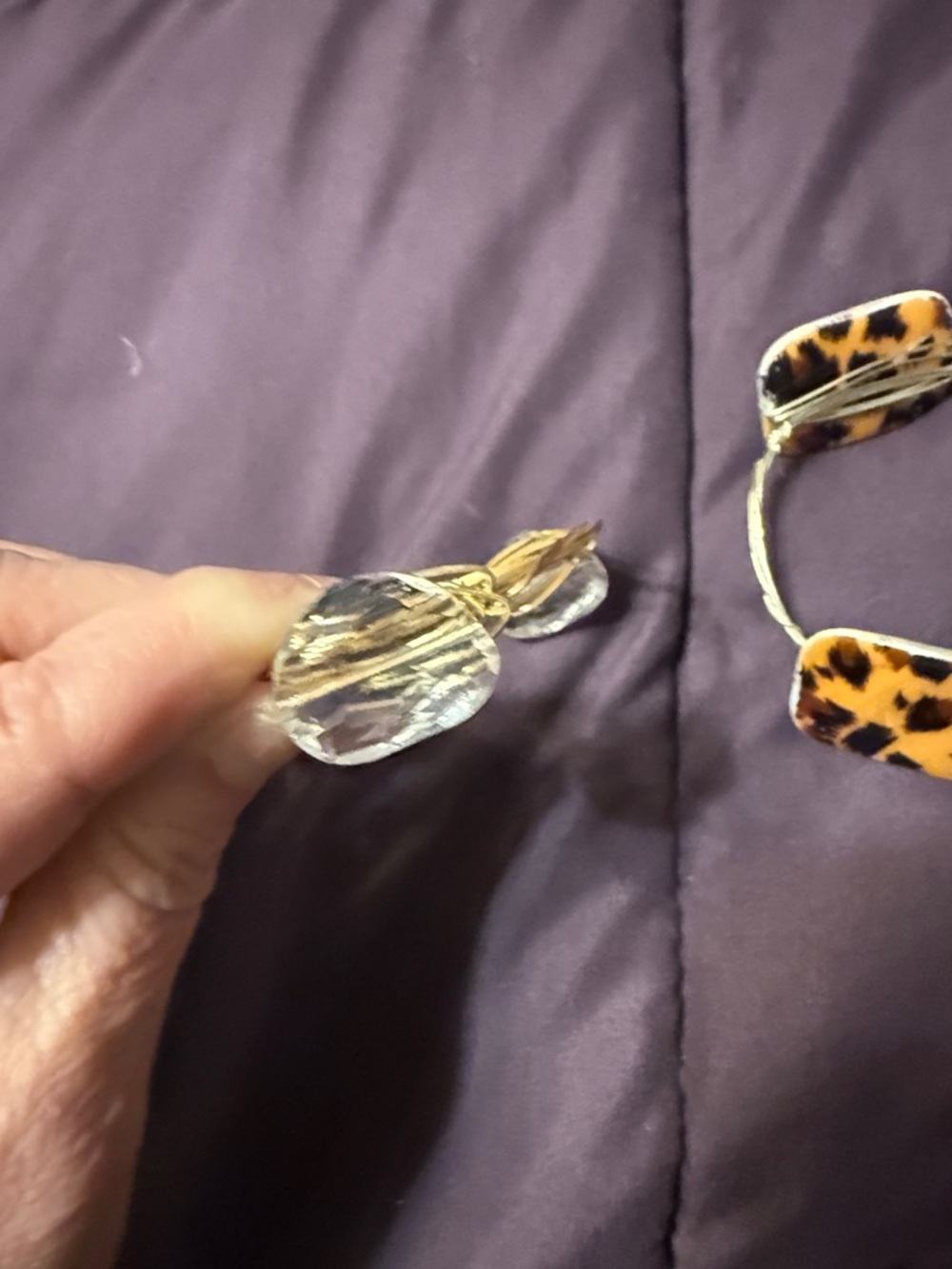 Set of Two Statement Bangle Bracelets - Leopard & Clear Crystal - Picture 5 of 6